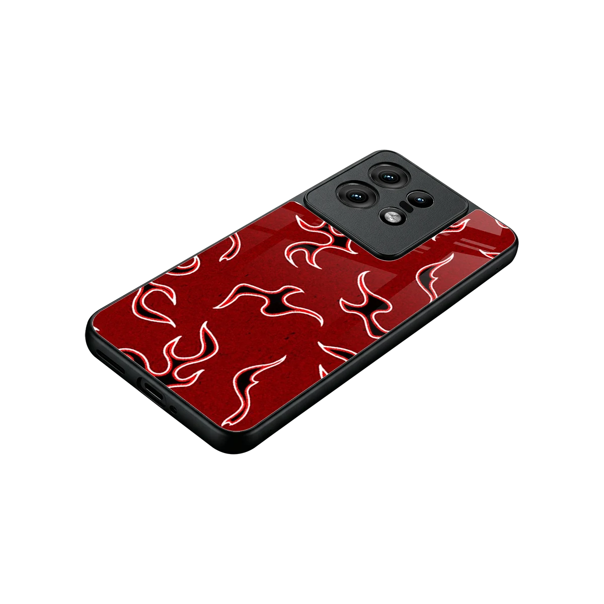 Lil Flames Black Red stylish phone case for motorola edge 50 pro | glossy glass and slim fit