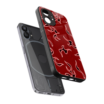 Lil Flames Black Red sleek nothing phone 1 cover with tempered glass back and TPU edges
