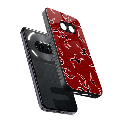 Lil Flames Black Red sleek nothing phone 2a cover with tempered glass back and TPU edges