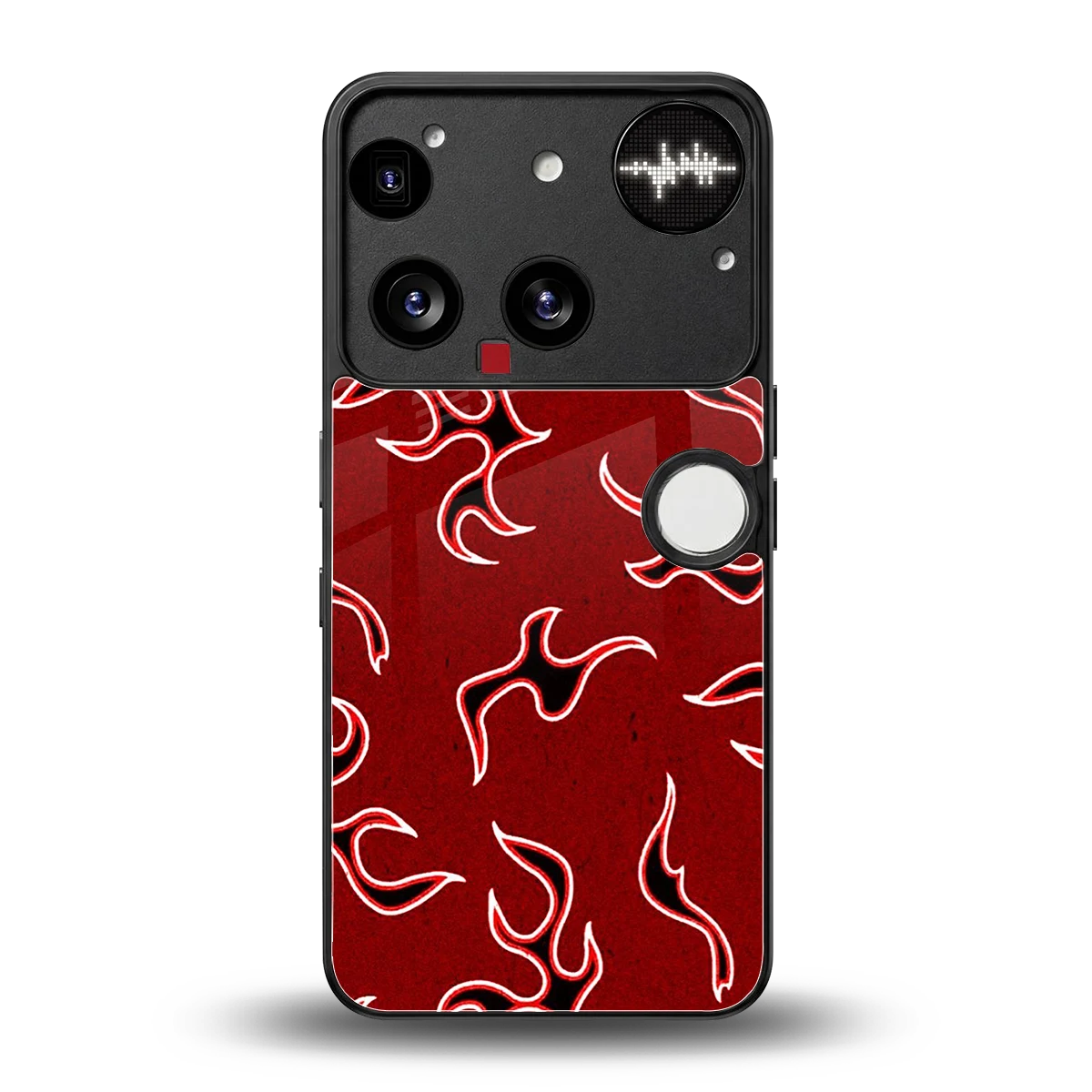 Lil Flames Black Red back phone cover | glass case for nothing phone 3