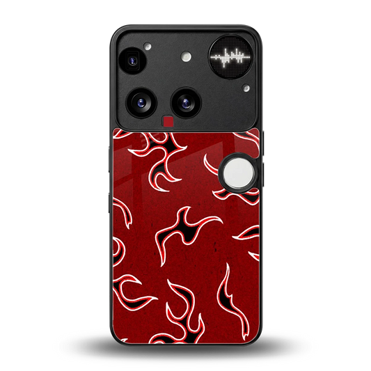 Lil Flames Black Red back phone cover | glass case for nothing phone 3