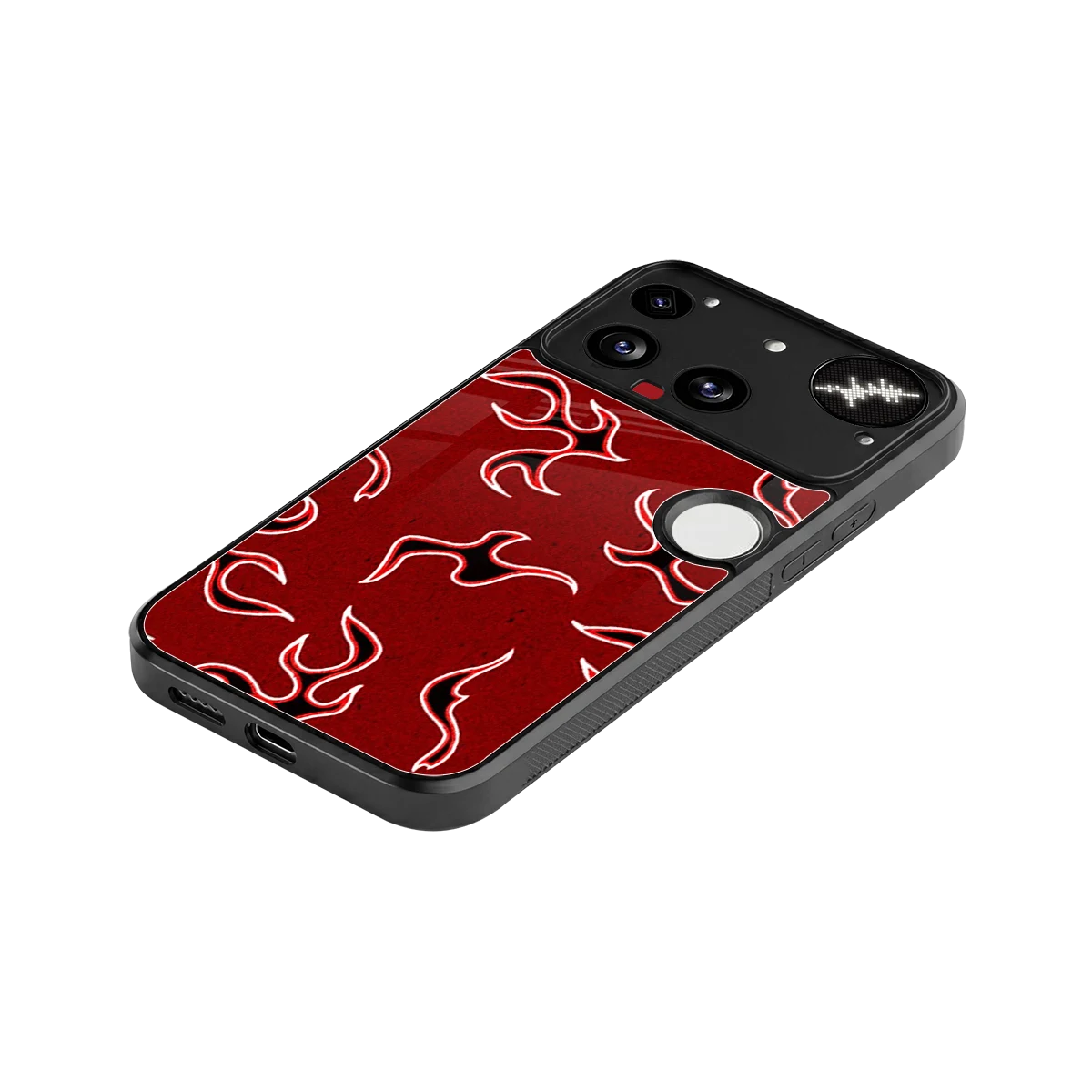 Lil Flames Black Red stylish phone case for nothing phone 3 | glossy glass and slim fit