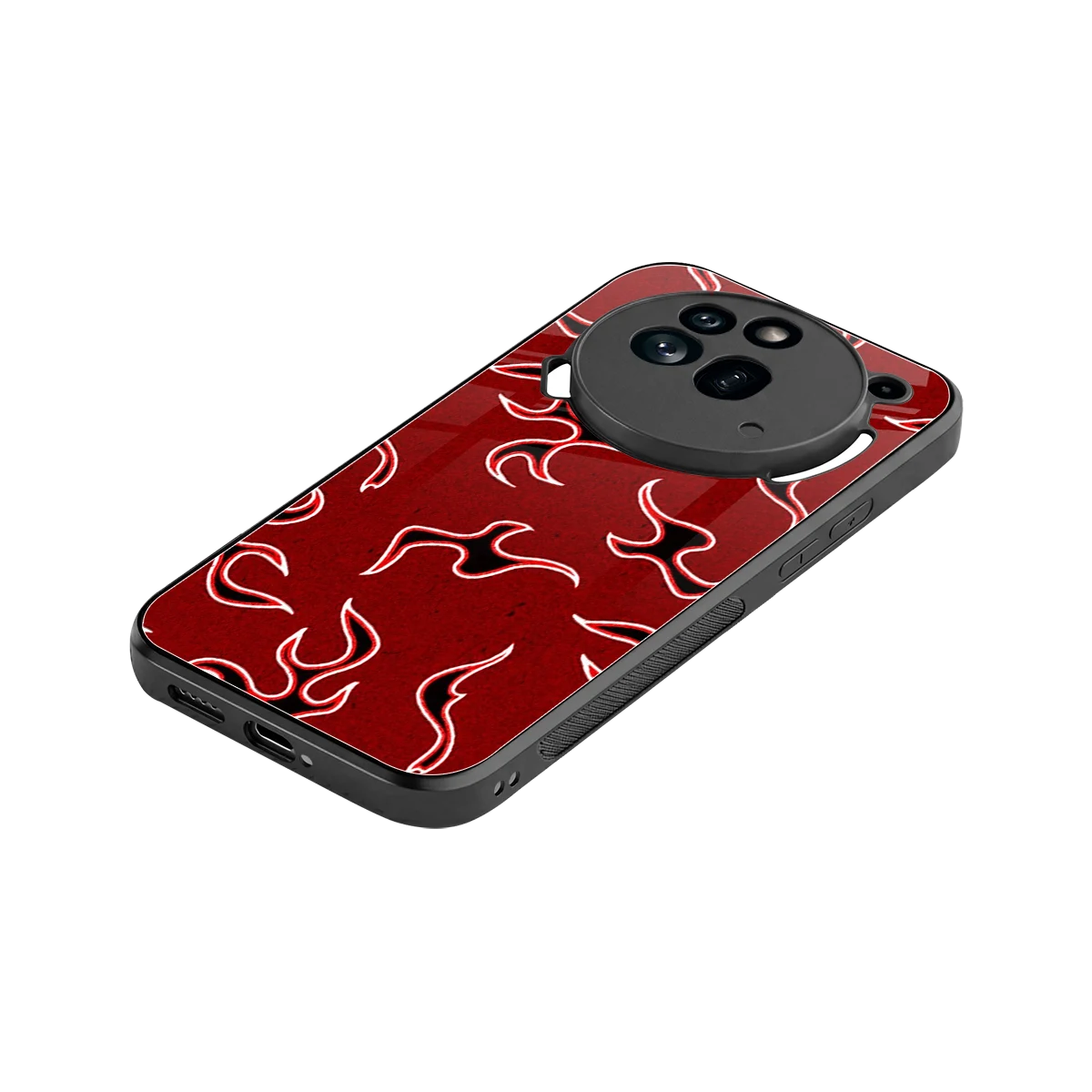 Lil Flames Black Red stylish phone case for nothing phone 3a pro | glossy glass and slim fit