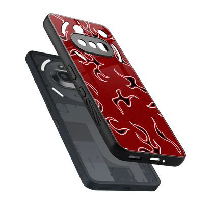 Lil Flames Black Red sleek nothing phone 3a cover with tempered glass back and TPU edges