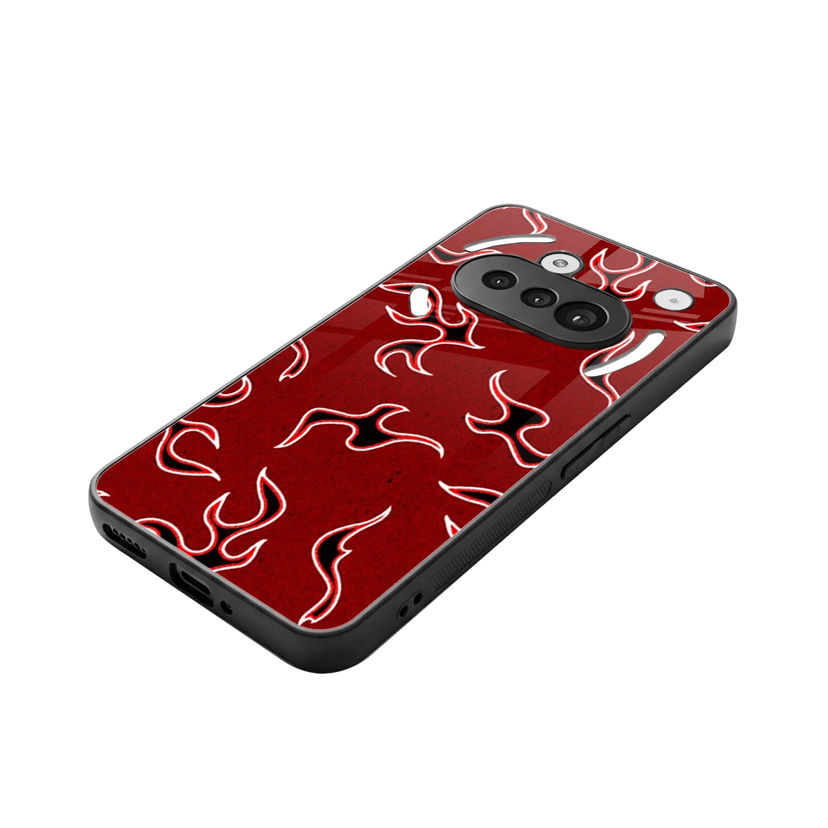 Lil Flames Black Red stylish phone case for nothing phone 3a | glossy glass and slim fit