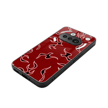 Lil Flames Black Red stylish phone case for nothing phone 3a | glossy glass and slim fit