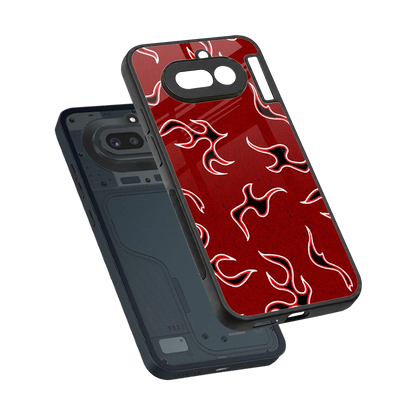 Lil Flames Black Red sleek nothing phone 4a cover with tempered glass back and TPU edges