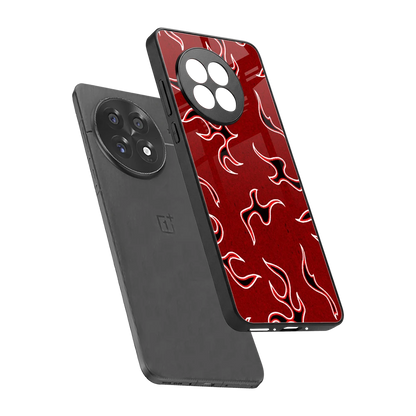 Lil Flames Black Red sleek oneplus 13r cover with tempered glass back and TPU edges