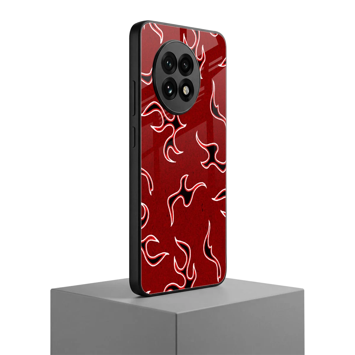 Lil Flames Black Red oneplus 13r mobile cover | shockproof glass phone case