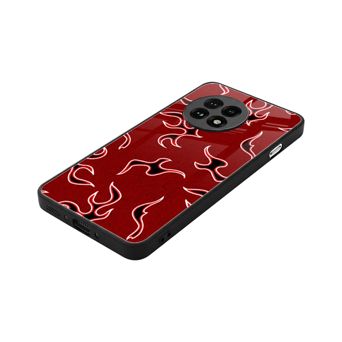 Lil Flames Black Red stylish phone case for oneplus 13r | glossy glass and slim fit