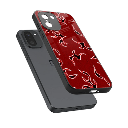 Lil Flames Black Red sleek oneplus 15r cover with tempered glass back and TPU edges