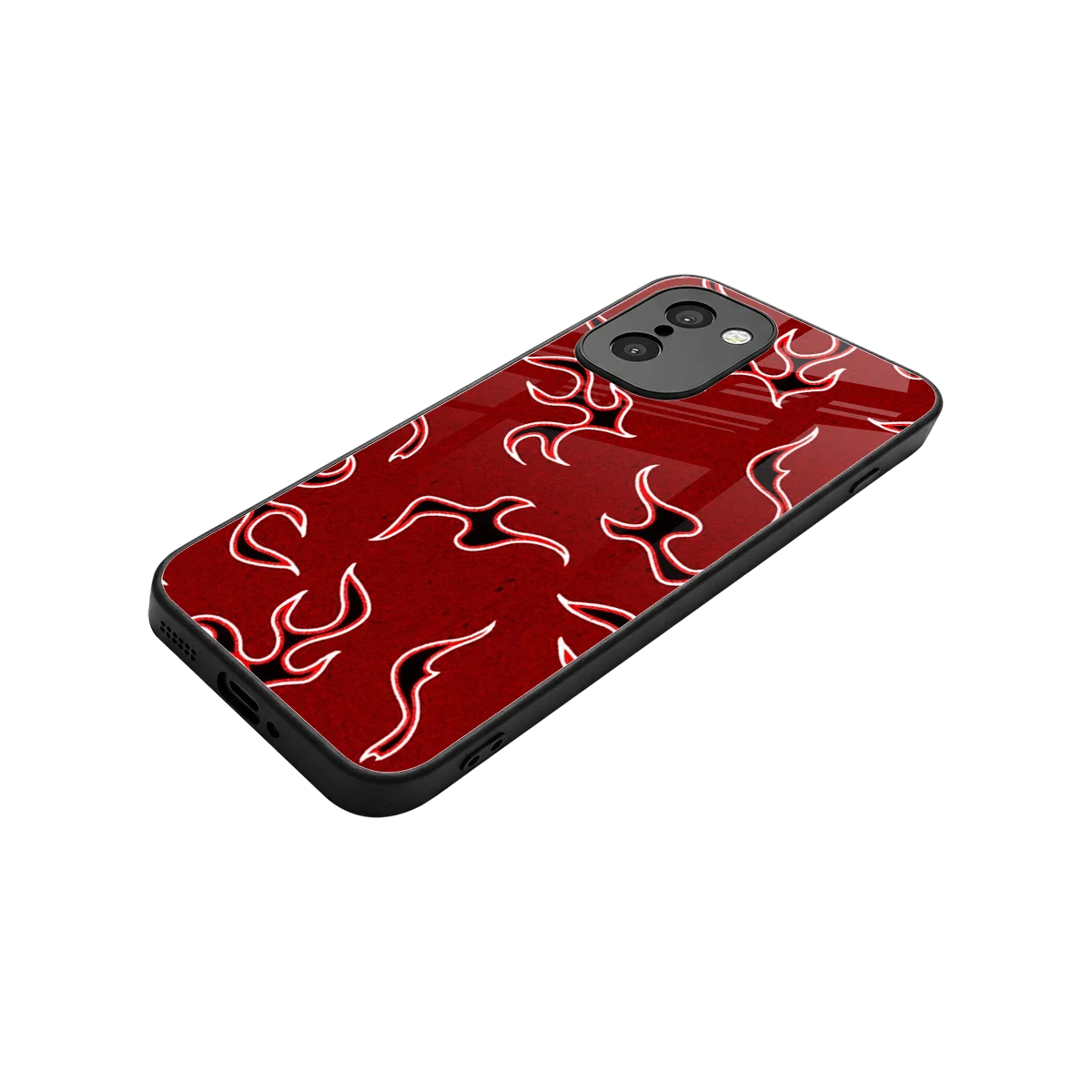 Lil Flames Black Red stylish phone case for oneplus 15r | glossy glass and slim fit