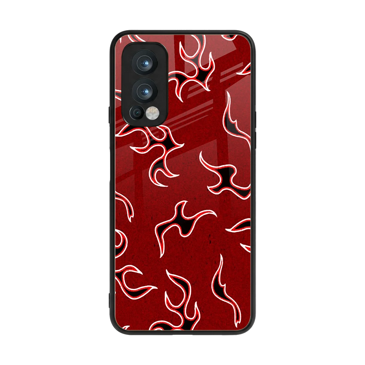 Lil Flames Black Red back phone cover | glass case for oneplus nord 2
