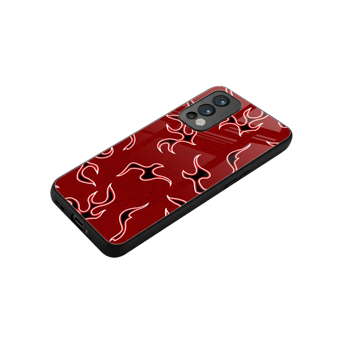 Lil Flames Black Red stylish phone case for oneplus nord 2 | glossy glass and slim fit