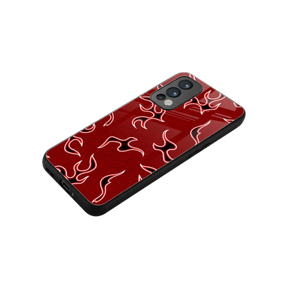 Lil Flames Black Red stylish phone case for oneplus nord 2 | glossy glass and slim fit
