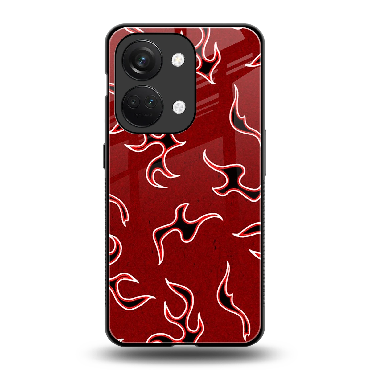 Lil Flames Black Red back phone cover | glass case for oneplus nord 3