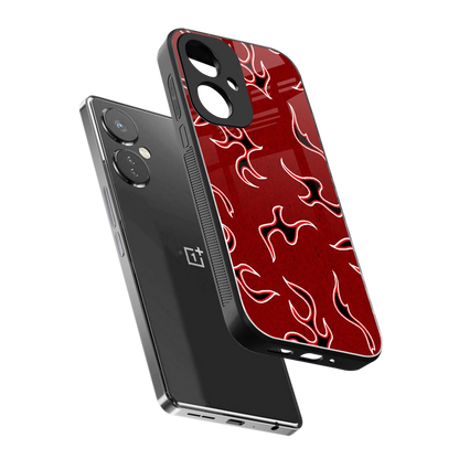 Lil Flames Black Red sleek oneplus nord ce 3 cover with tempered glass back and TPU edges