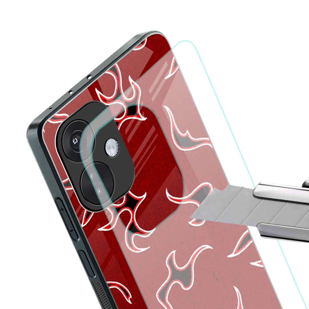 Lil Flames Black Red stylish phone case for oneplus nord ce 3 | glossy glass and slim fit