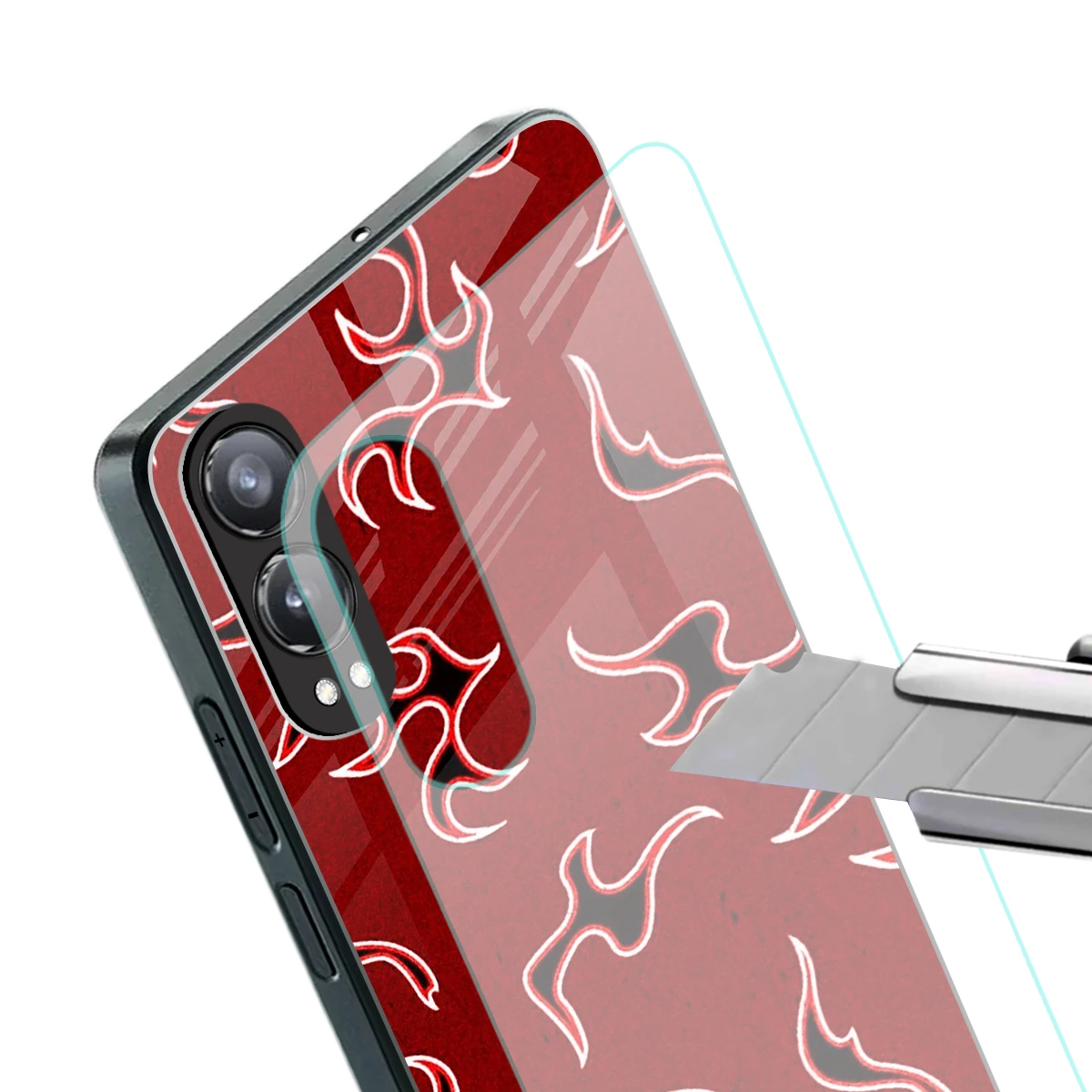 Lil Flames Black Red stylish phone case for oneplus nord ce 4 lite | glossy glass and slim fit