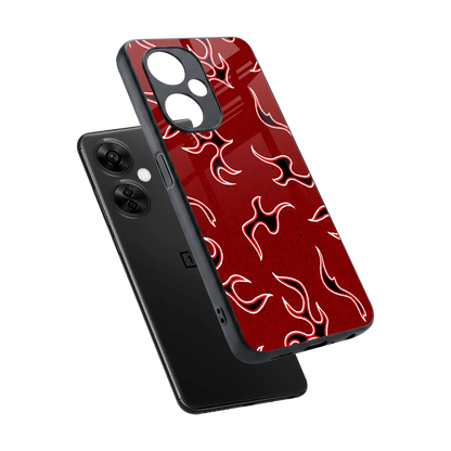 Lil Flames Black Red sleek oneplus nord ce 3 lite cover with tempered glass back and TPU edges