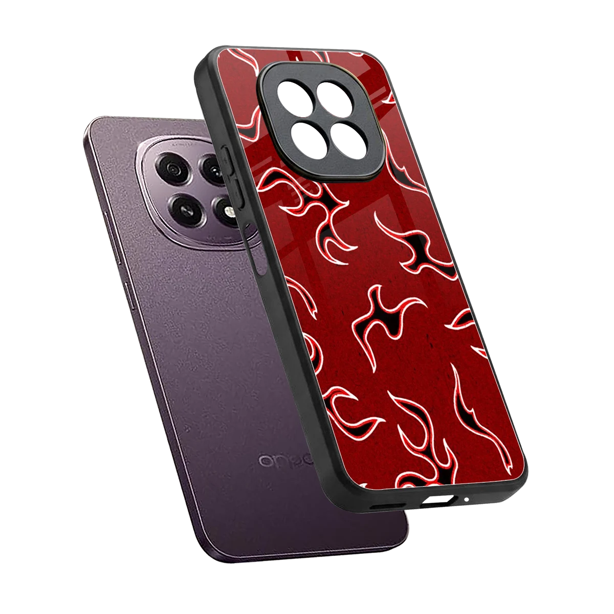 Lil Flames Black Red sleek oppo f29 5g cover with tempered glass back and TPU edges