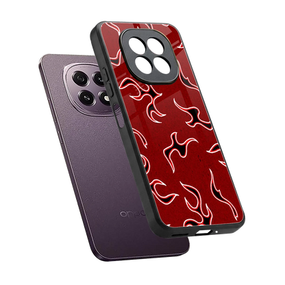 Lil Flames Black Red sleek oppo f29 5g cover with tempered glass back and TPU edges