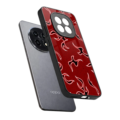 Lil Flames Black Red sleek oppo f29 pro 5g cover with tempered glass back and TPU edges