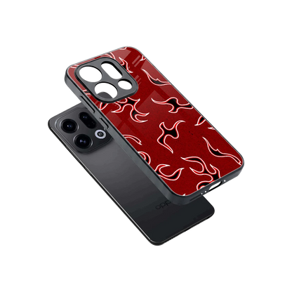 Lil Flames Black Red sleek oppo find x9 cover with tempered glass back and TPU edges