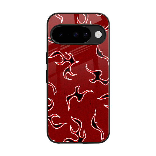 Lil Flames Black Red back phone cover | glass case for google pixel 10