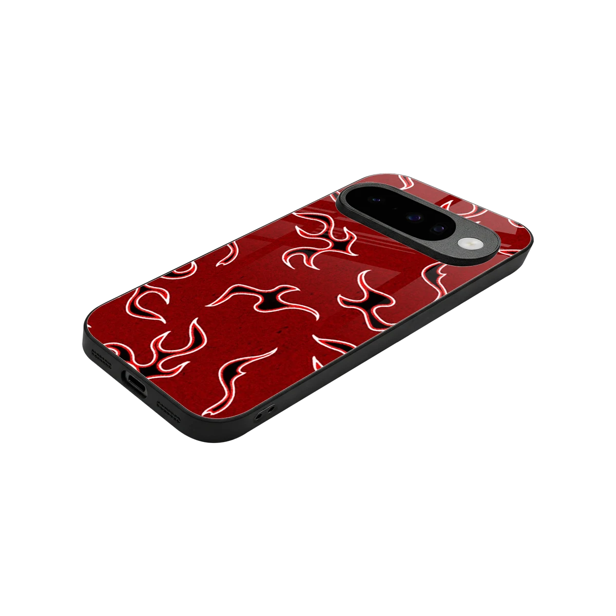 Lil Flames Black Red stylish phone case for google pixel 10 | glossy glass and slim fit