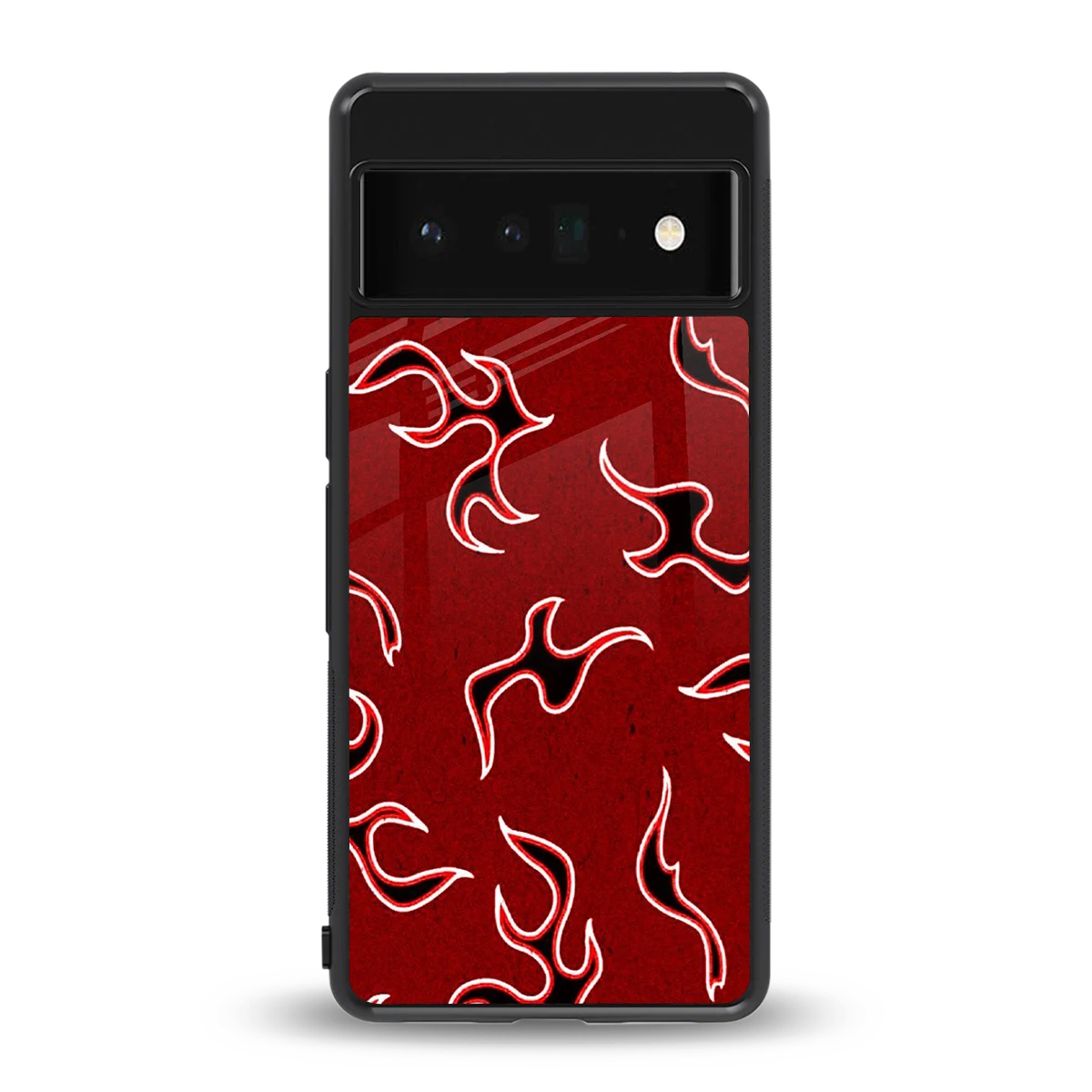 Lil Flames Black Red back phone cover | glass case for google pixel 6 pro