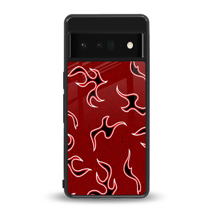 Lil Flames Black Red back phone cover | glass case for google pixel 6 pro