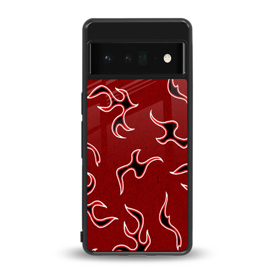 Lil Flames Black Red back phone cover | glass case for google pixel 6 pro