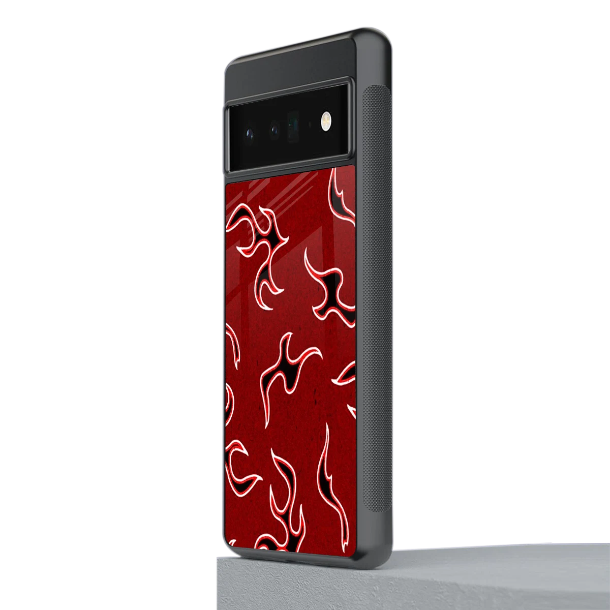 Lil Flames Black Red stylish phone case for google pixel 6 pro | glossy glass and slim fit