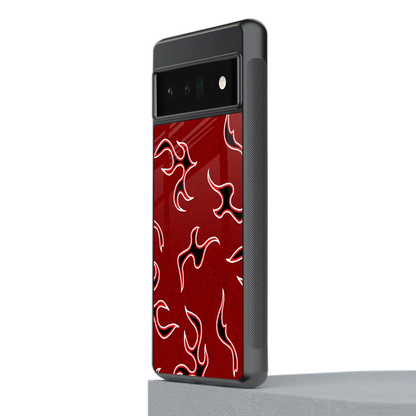 Lil Flames Black Red stylish phone case for google pixel 6 pro | glossy glass and slim fit