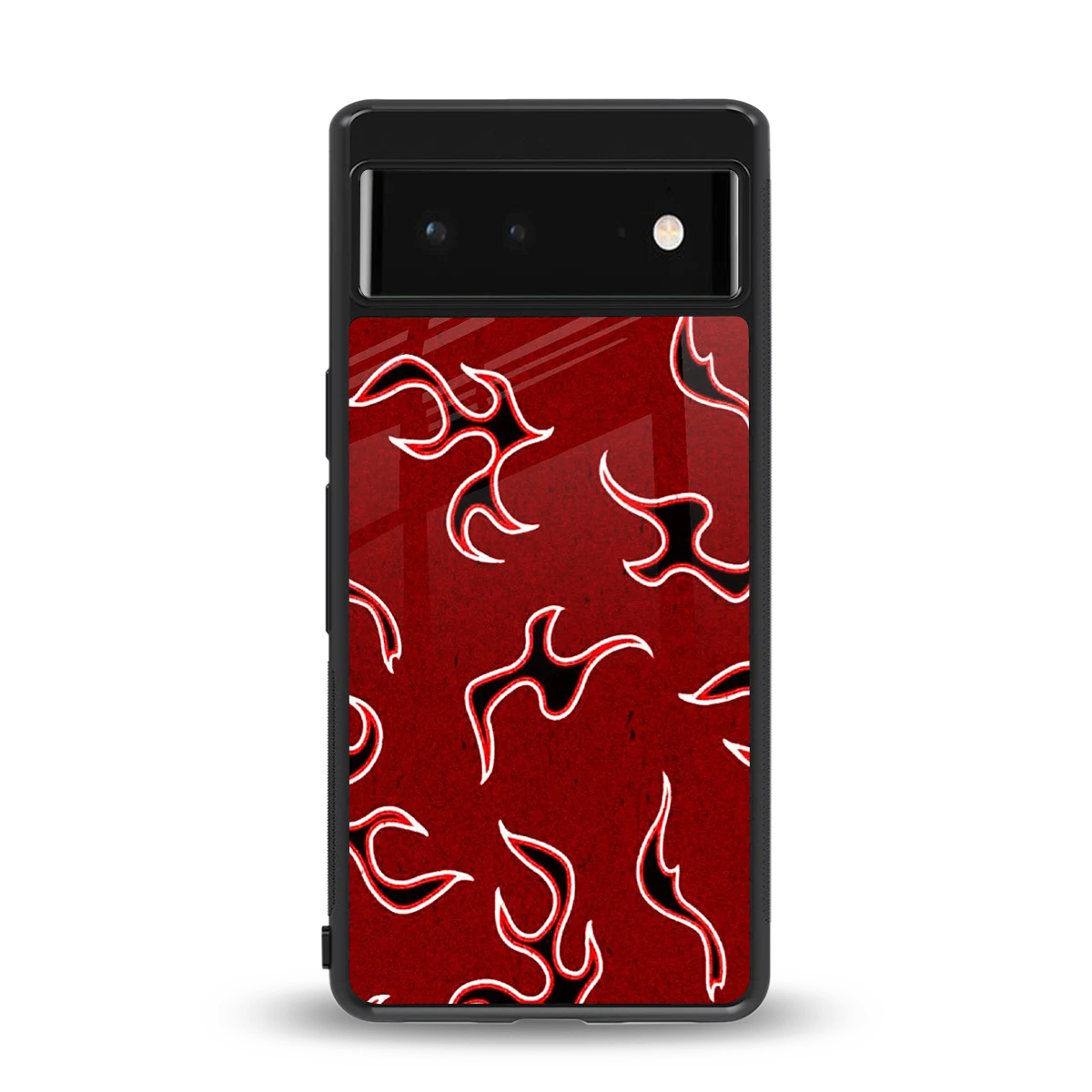 Lil Flames Black Red back phone cover | glass case for google pixel 6
