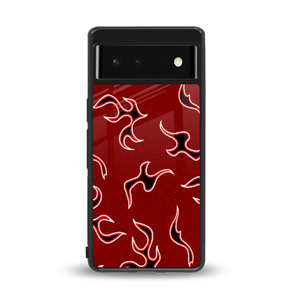 Lil Flames Black Red back phone cover | glass case for google pixel 6
