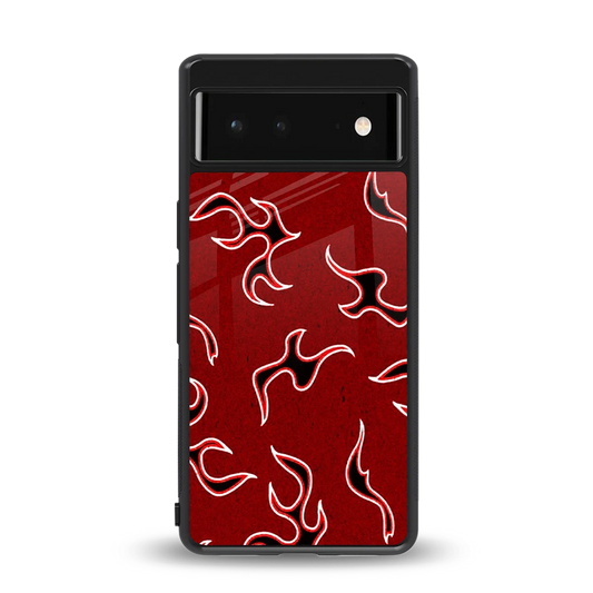 Lil Flames Black Red back phone cover | glass case for google pixel 6
