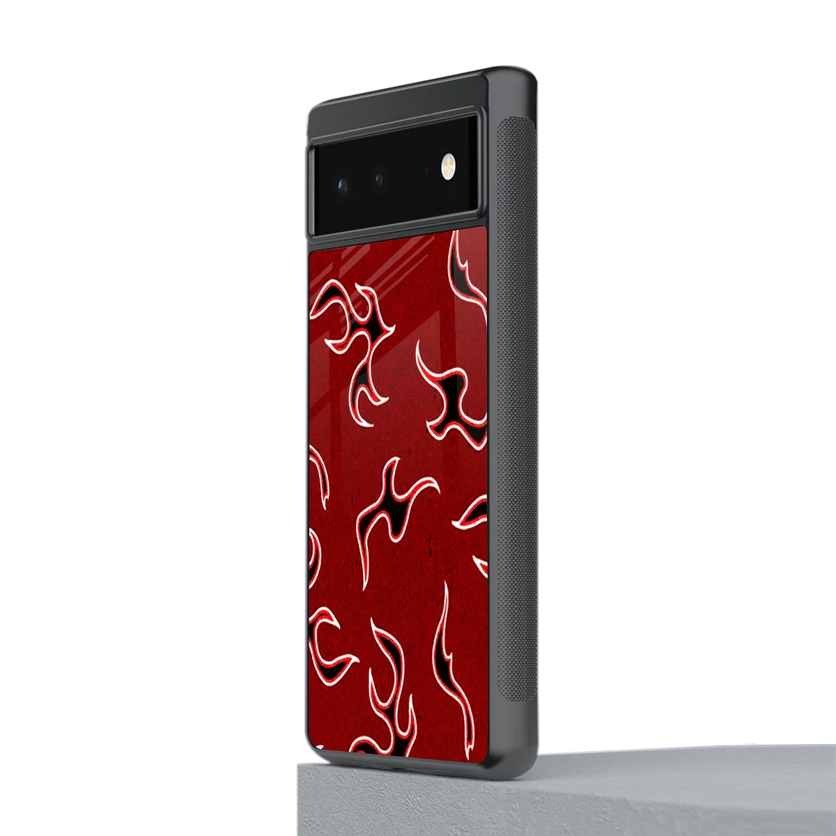 Lil Flames Black Red stylish phone case for google pixel 6 | glossy glass and slim fit