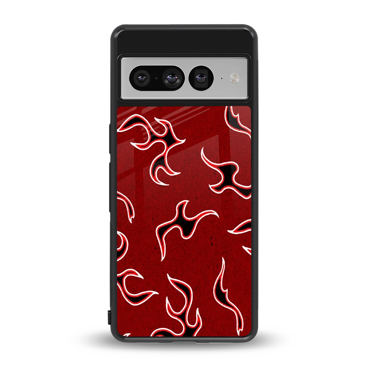 Lil Flames Black Red back phone cover | glass case for google pixel 7 pro