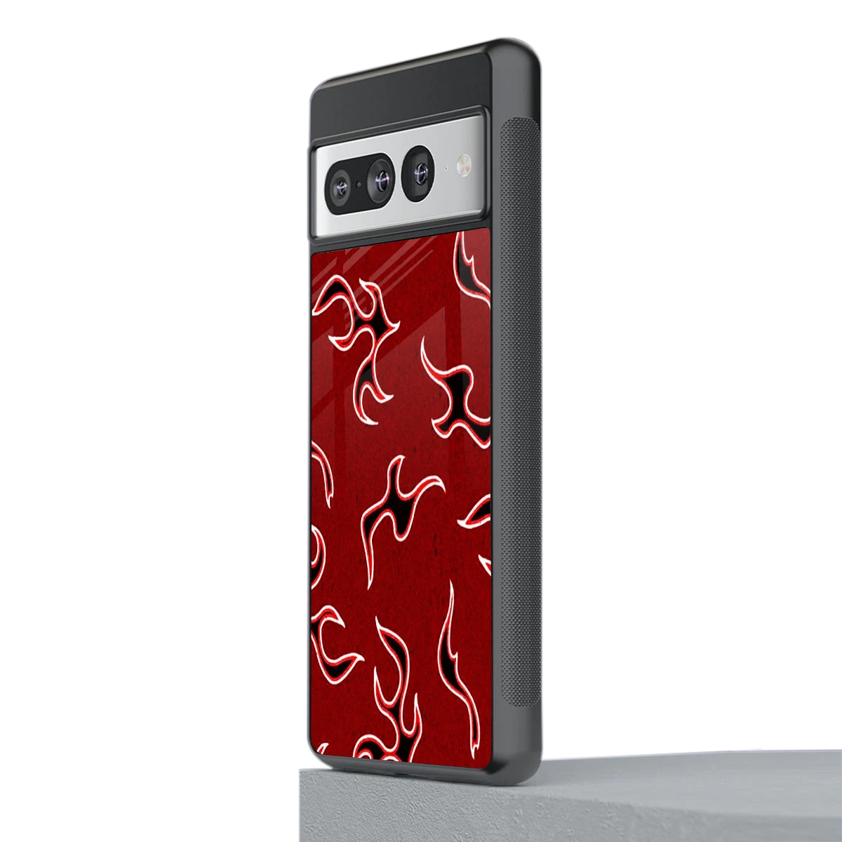 Lil Flames Black Red stylish phone case for google pixel 7 pro | glossy glass and slim fit
