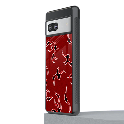 Lil Flames Black Red stylish phone case for google pixel 7 | glossy glass and slim fit