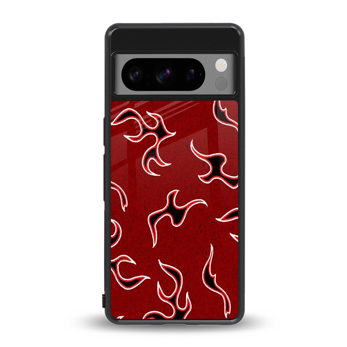 Lil Flames Black Red back phone cover | glass case for google pixel 8 pro