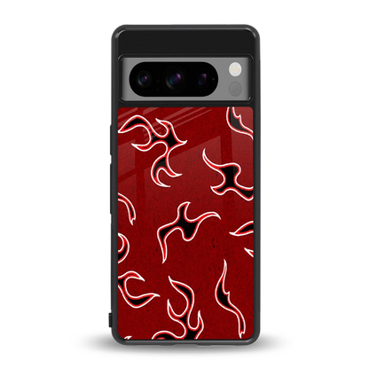 Lil Flames Black Red back phone cover | glass case for google pixel 8 pro