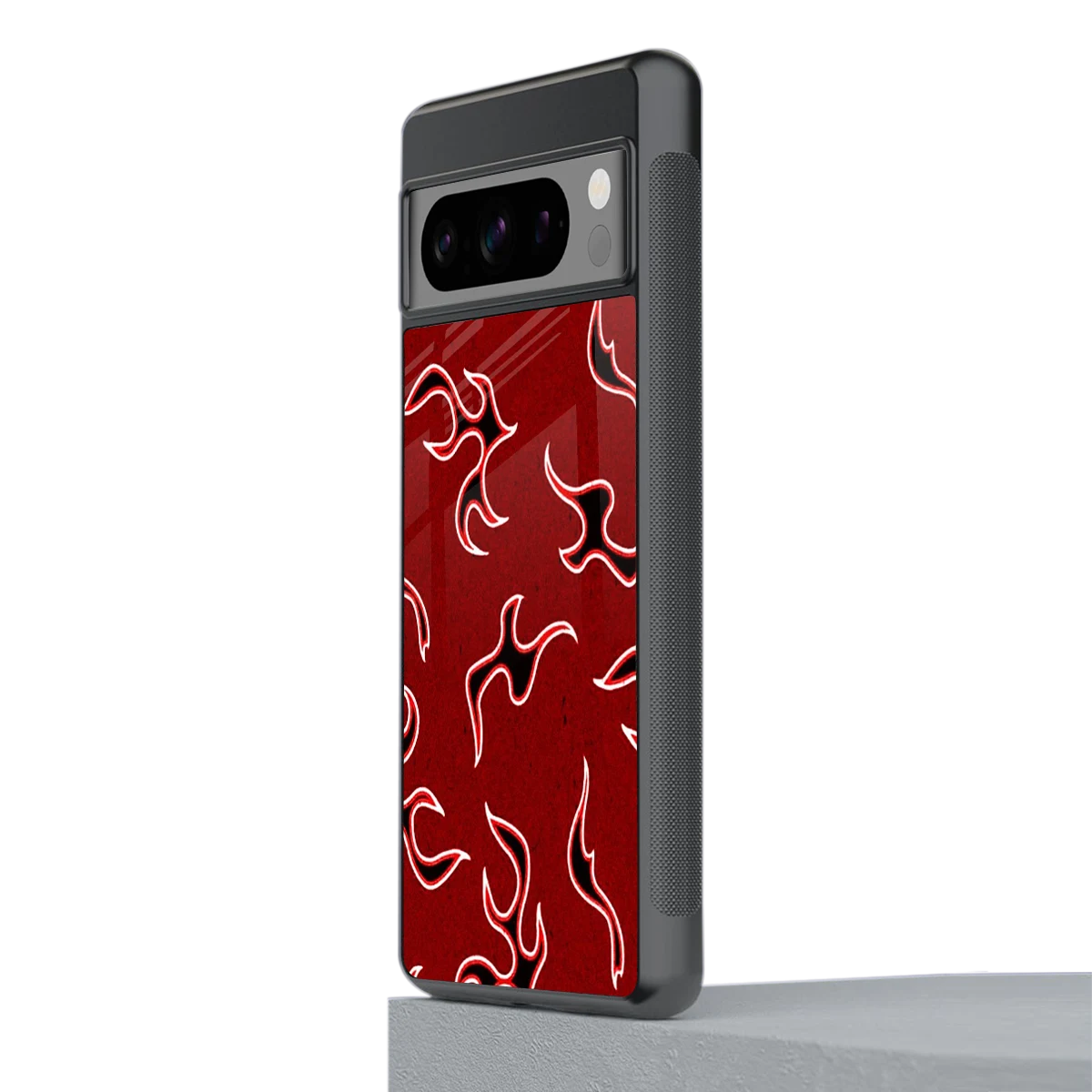 Lil Flames Black Red stylish phone case for google pixel 8 pro | glossy glass and slim fit