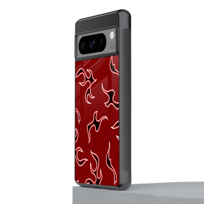 Lil Flames Black Red stylish phone case for google pixel 8 pro | glossy glass and slim fit