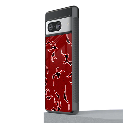 Lil Flames Black Red stylish phone case for google pixel 8 | glossy glass and slim fit