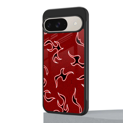 Lil Flames Black Red google pixel 9 mobile cover | shockproof glass phone case