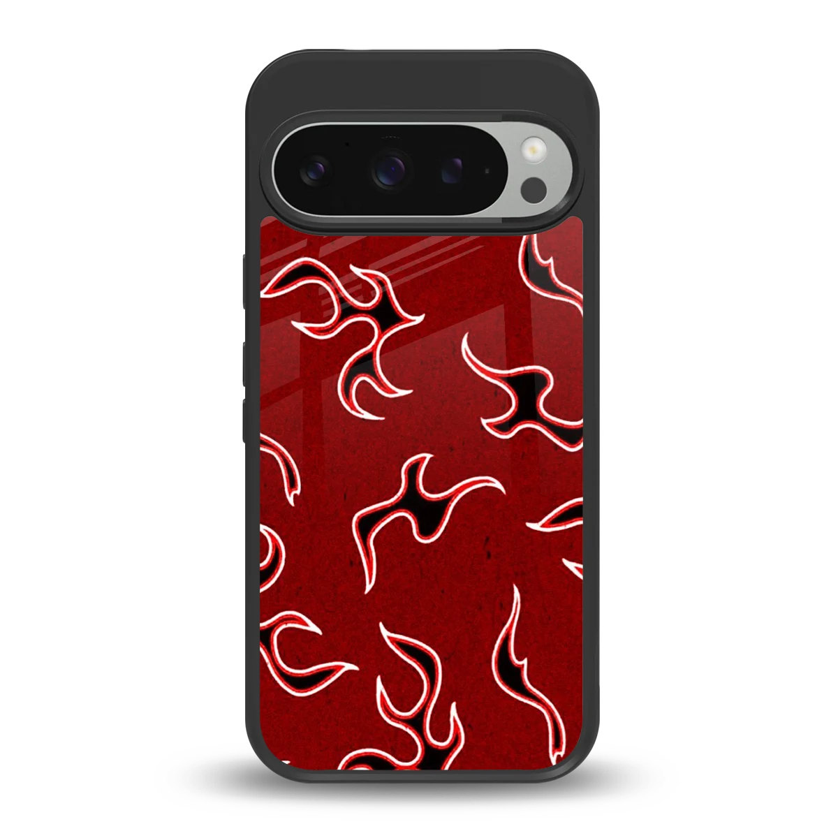 Lil Flames Black Red back phone cover | glass case for google pixel 9 pro