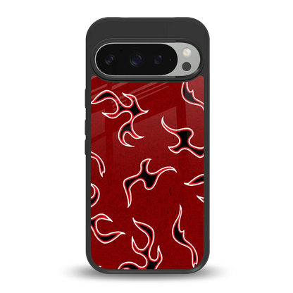 Lil Flames Black Red back phone cover | glass case for google pixel 9 pro xl